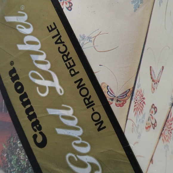 Cannon Twin Flat Bed Sheet Gold Label Butterflies Blue Mid Century Precale MCM - Picture 4 of 6